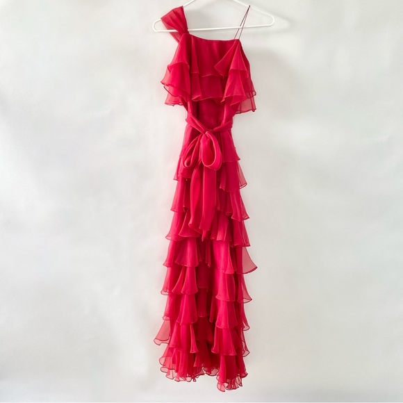 Vintage Miss Elliette Cascading Ruffles Maxi Dress Evening Gown Red 6 - Picture 3 of 16
